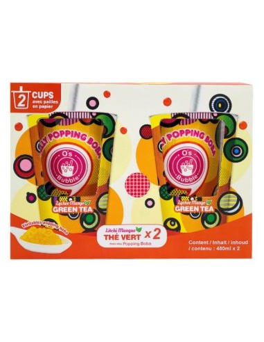 BUBBLE TEA POPPING BOBA LITCHI MANGUE 2*480ML