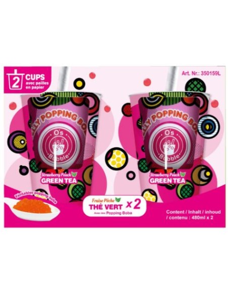 BUBBLE TEA POPPING BOBA FRAISE PECHE 2*480ML