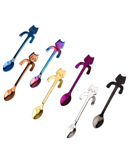 CUILLERE CHAT BLEU/ ROUGE T.DESIGN 1P