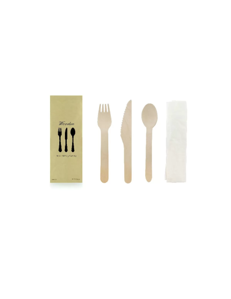 KIT COUV EN BOIS (CUILLERE+FOURCHETTE+SERV) 550P