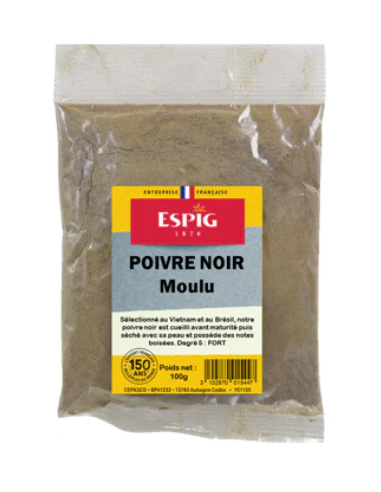 POIVRE NOIR MOULU ESPIG 80G POT