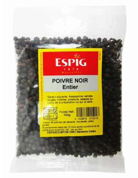 POIVRE NOIR ENTIER ESPIG 100G