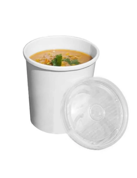 POT SOUPE PAPIER A.COUV PLAS BLANC 390ML PA392/PP390 50P