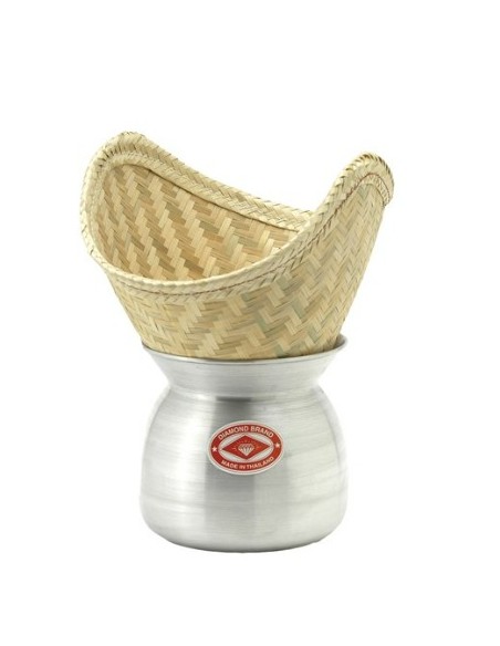 PANIER BAMBOU RIZ VAPEUR 22CM et POELE ALU