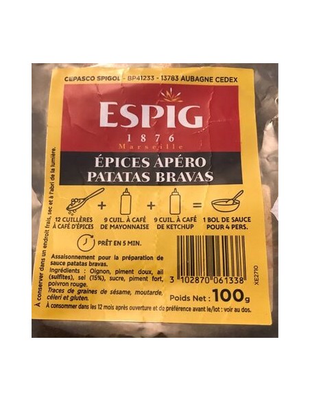EPICES APERO PATATAS BRAVAS ESPIG 100G