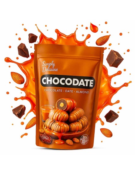 CHOCOLATE DATTE AMANDE ENROBE BLANC CARAME CHOCODATE 90G