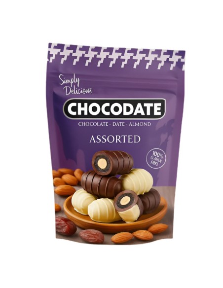 CHOCOLATE DATTE AMANDES ASSORT CHOCODATE 90G