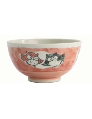 BOL CERAMIQUE CHOUETTE ROSE JAPON 600ML