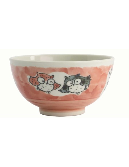 BOL CERAMIQUE CHOUETTE ROSE JAPON 600ML