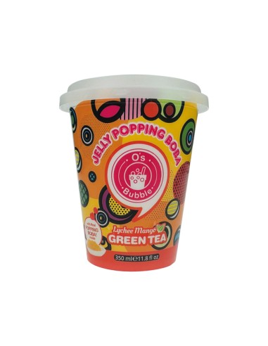 BUBBLE TEA POPPING BOBA LITCHI MANGE CUP 350ML