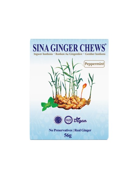 BONBON GINGEMBRE MENTHE SANS SUCRE SINA 56G