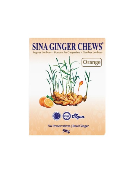 BONBON GINGEMBRE ORANGE SANS SUCRE SINA 56G