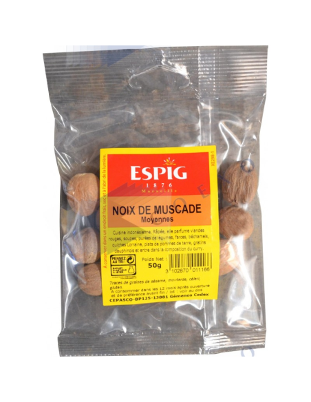 NOIX MUSCADE MOYENNE  ENTIER 50G ESPIG