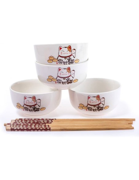 SET BOL BAGUETTE CHAT BONHEUR POUR 4 PERS