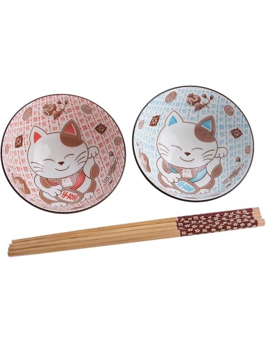 SET BOL BAGUETTE CHAT BONHEUR POUR 2 PERS