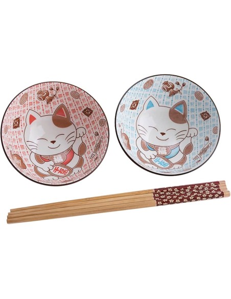 SET BOL BAGUETTE CHAT BONHEUR POUR 2 PERS