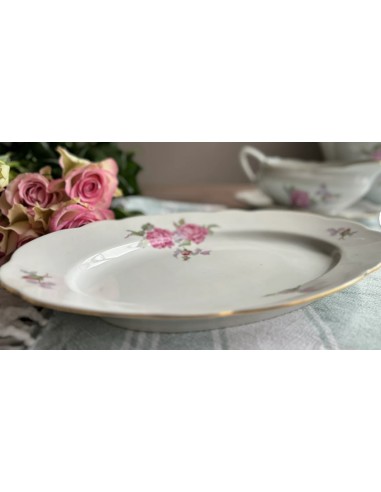 ASSIETTE OVAL ROSE MOYEN