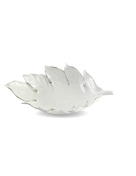 ASSIETTE PORCELAINE FEUILLE BLANC 42.5CM MINH LONG